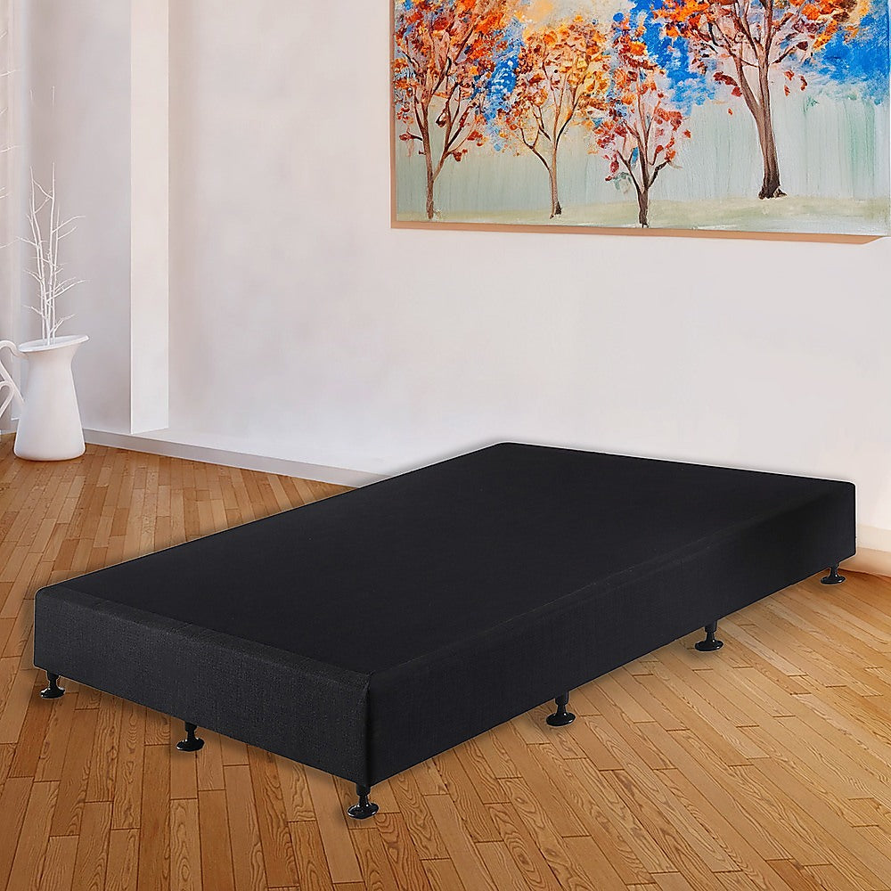 Palermo King Single Ensemble Bed Base Midnight Black Linen Fabric