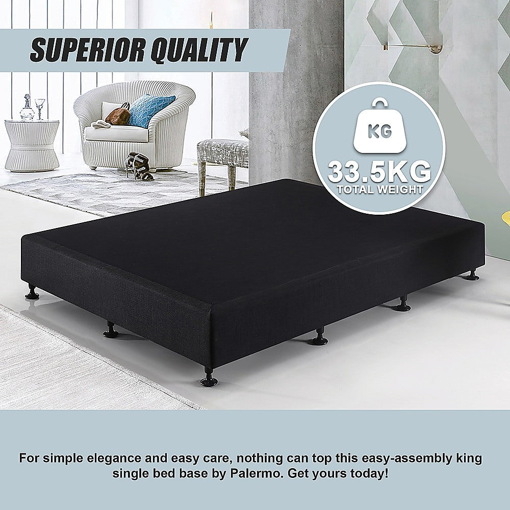 Palermo King Single Ensemble Bed Base Midnight Black Linen Fabric