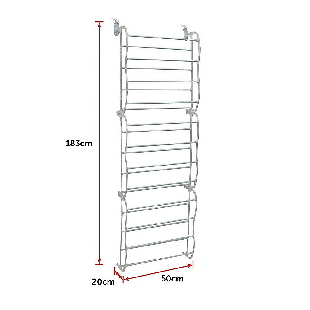 36 Pair Shoe Holder Organiser Over The Door Hanging Shelf Rack Storage Hook