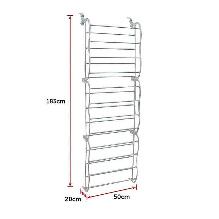 36 Pair Shoe Holder Organiser Over The Door Hanging Shelf Rack Storage Hook