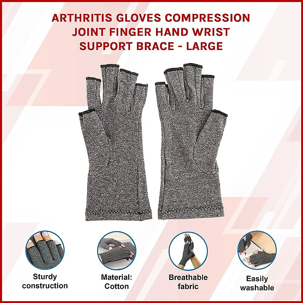 Arthritis Gloves Compression Joint Finger Hand Wrist Support Brace - Large