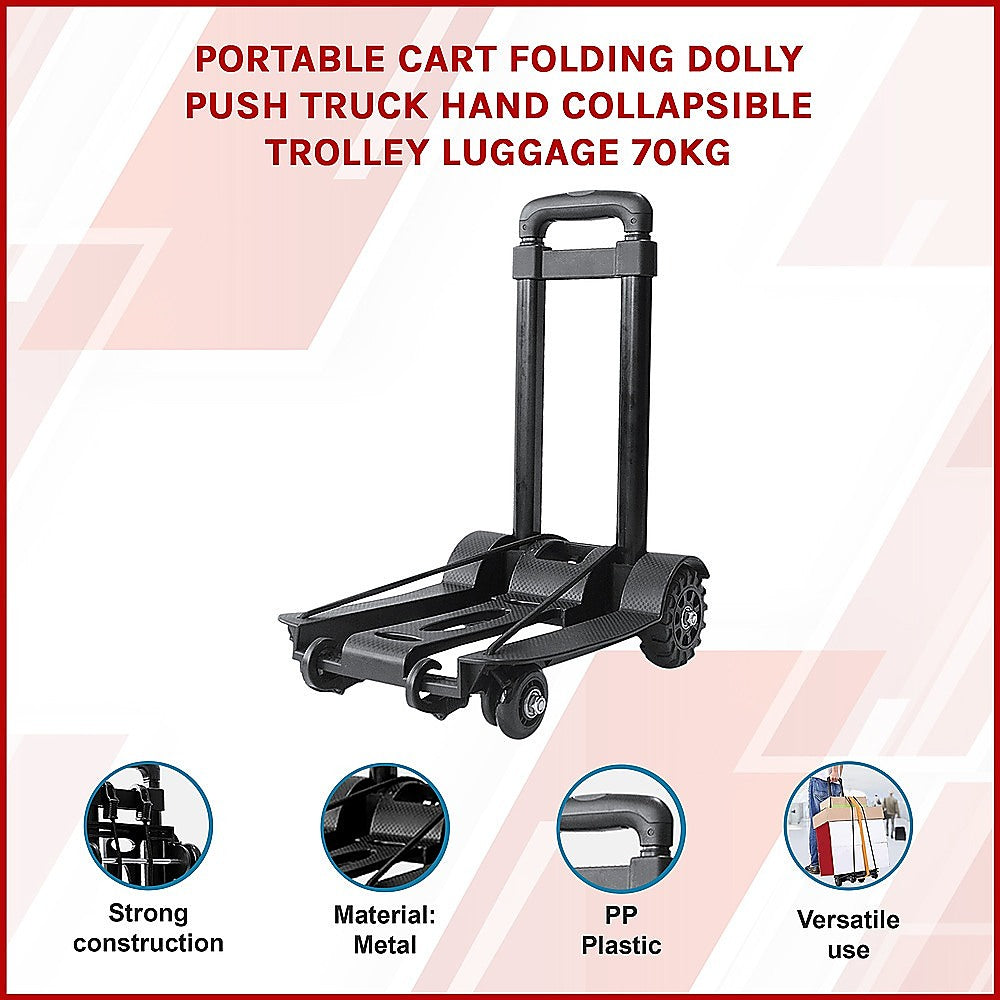 Portable Cart Folding Dolly Push Truck Hand Collapsible Trolley Luggage 70Kg