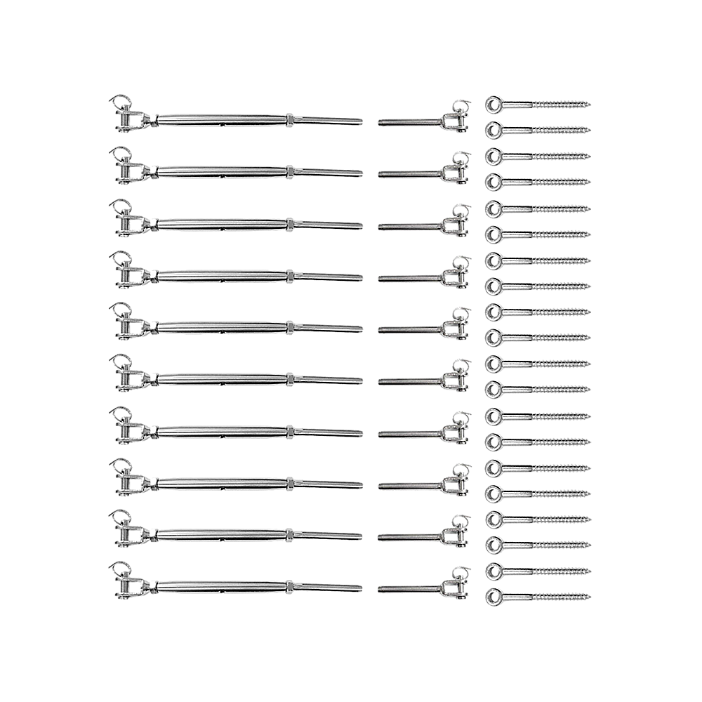 Stainless Steel Wire Rope DIY Balustrade Kit Jaw/Swage Fork Turnbuckle - 10 pack