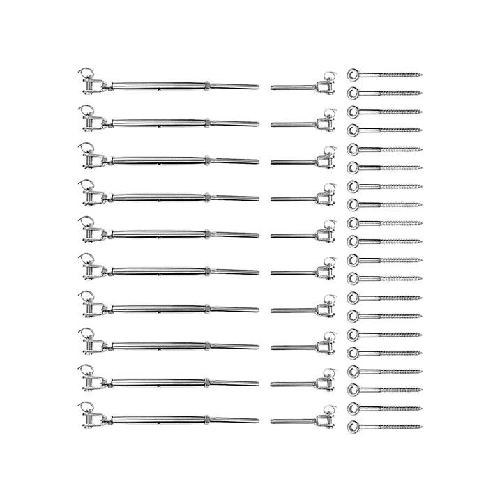 Stainless Steel Wire Rope DIY Balustrade Kit Jaw/Swage Fork Turnbuckle - 10 pack