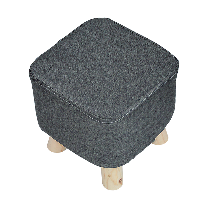 Fabric Ottoman Foot Stool Rest Pouffe Footstool Wood Storage Padded Seat