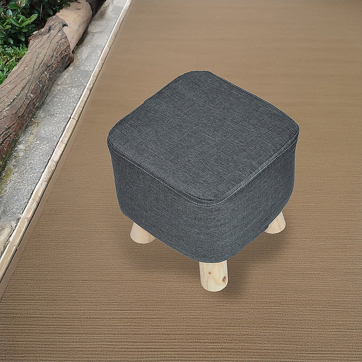 Fabric Ottoman Foot Stool Rest Pouffe Footstool Wood Storage Padded Seat