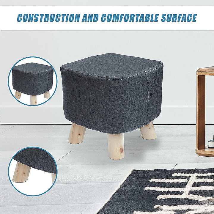 Fabric Ottoman Foot Stool Rest Pouffe Footstool Wood Storage Padded Seat