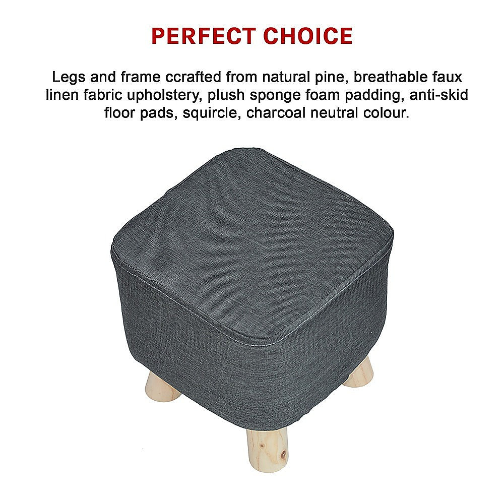 Fabric Ottoman Foot Stool Rest Pouffe Footstool Wood Storage Padded Seat