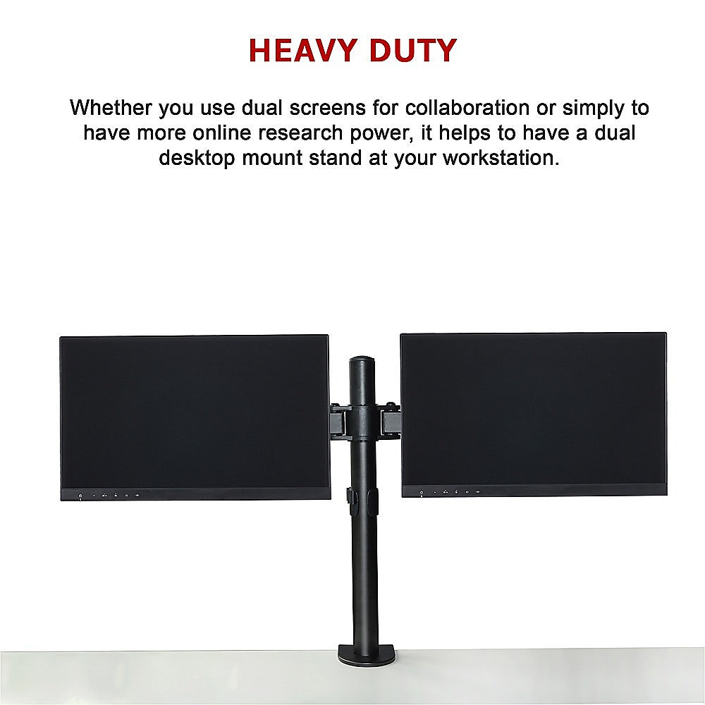 Dual LCD Monitor Desk Mount Stand Adjustable Fits 2 Screens Up To 27"