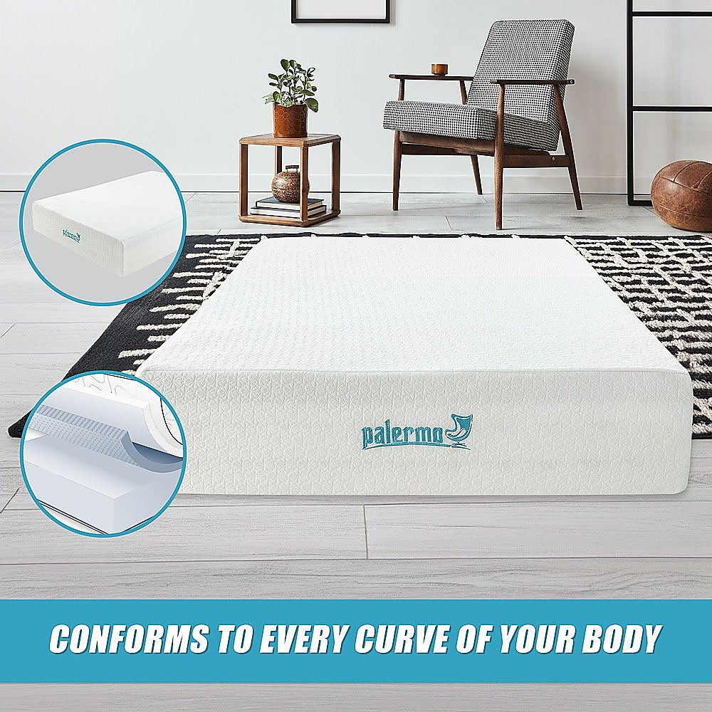 Palermo Double Mattress 30cm Memory Foam Green Tea Infused CertiPUR Approved