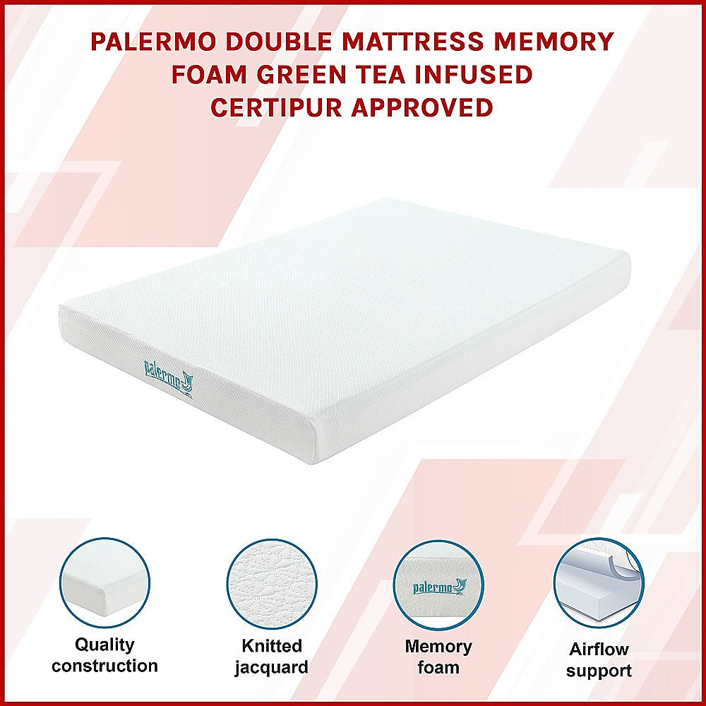 Palermo Double Mattress Memory Foam Green Tea Infused CertiPUR Approved