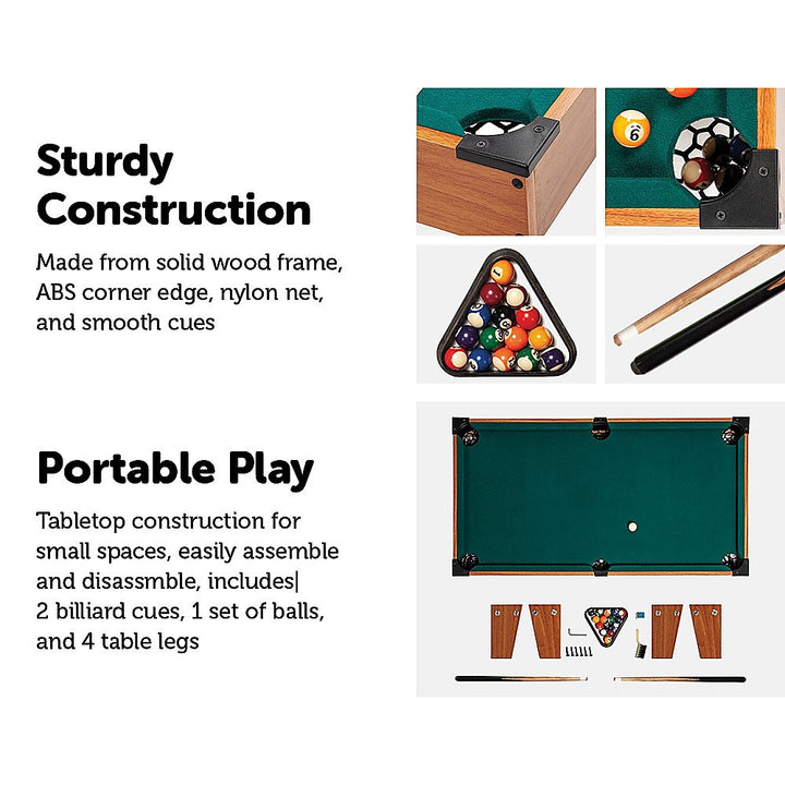 Kids Mini Billiard Table Game Toy Wooden Snooker Pool Home Fun Birthday Gift