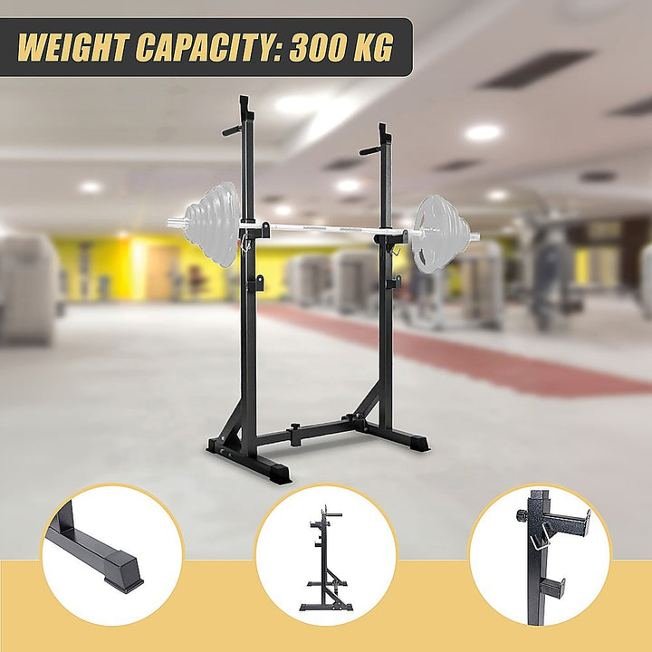 Commercial Squat Rack Adjustable Pair Fitness Exercise Weight Lifting Gym Barbell Stand