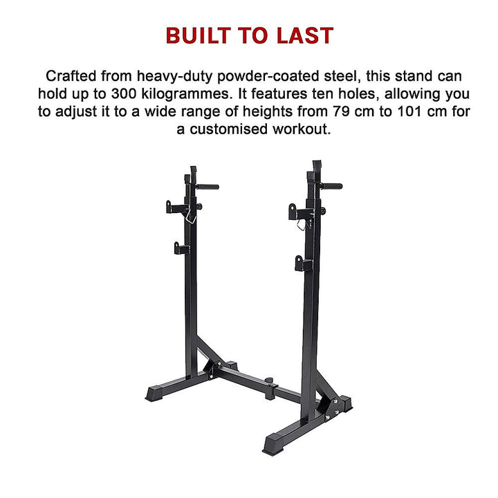 Commercial Squat Rack Adjustable Pair Fitness Exercise Weight Lifting Gym Barbell Stand