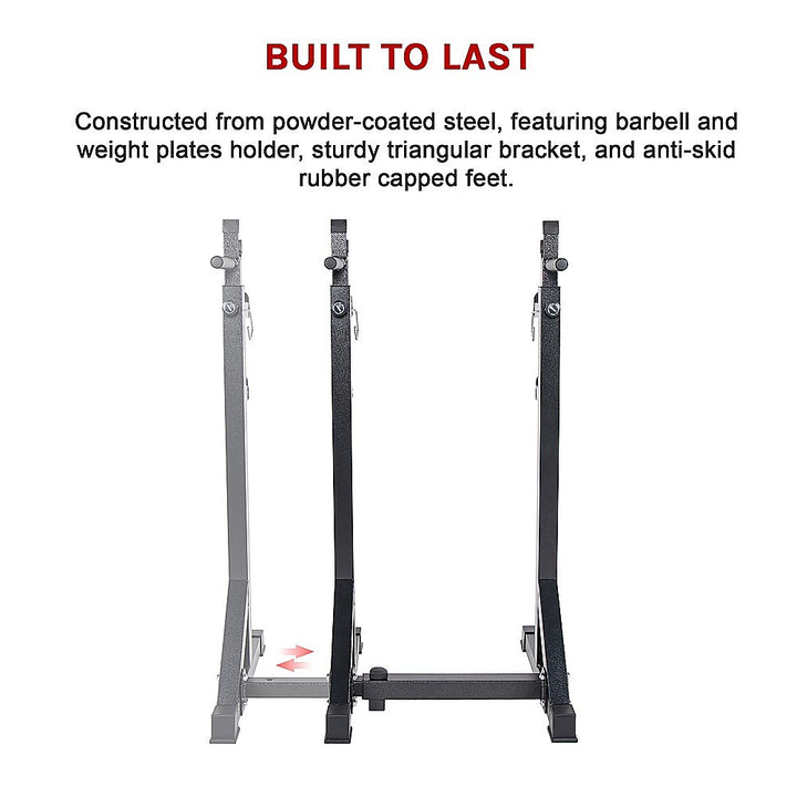 Commercial Squat Rack Adjustable Pair Fitness Exercise Weight Lifting Gym Barbell Stand