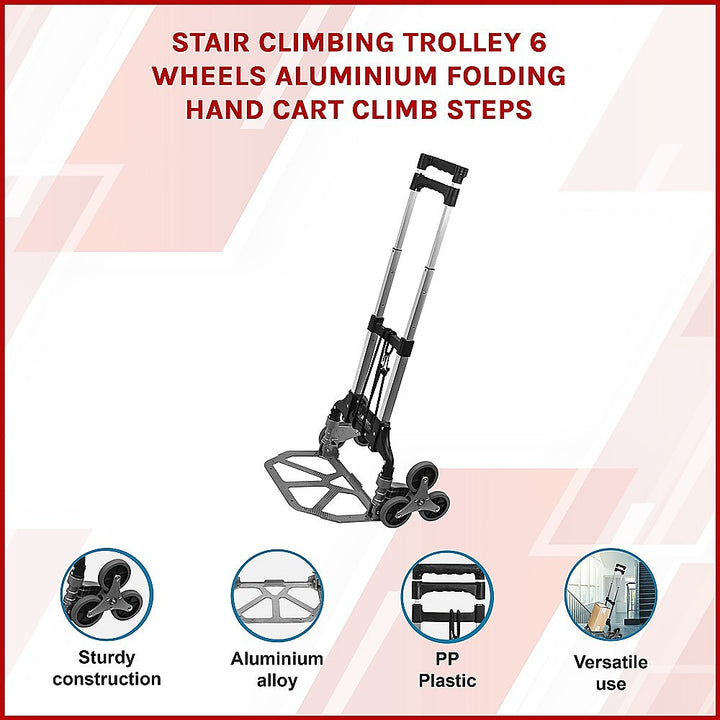 Stair Climbing Trolley 6 Wheels Aluminium Folding Hand Cart Climb Steps