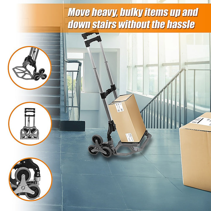 Stair Climbing Trolley 6 Wheels Aluminium Folding Hand Cart Climb Steps