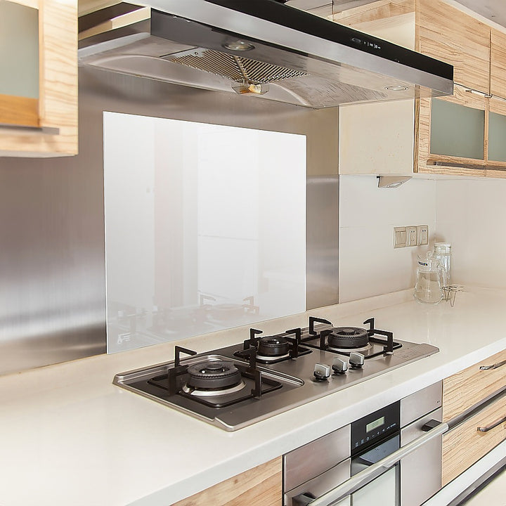 Toughened 60cm x 70cm White Glass Kitchen Splashback