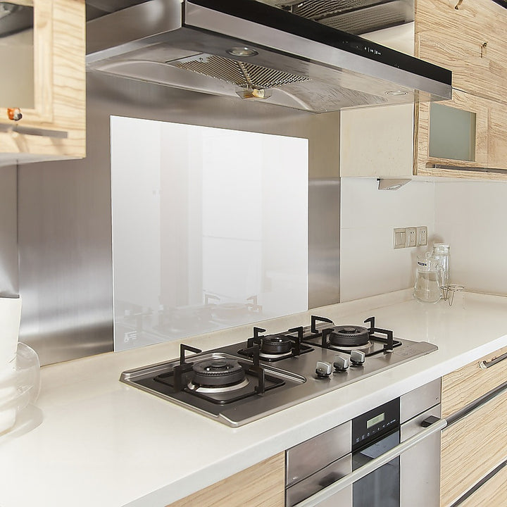 Toughened 60cm x 75cm White Glass Kitchen Splashback