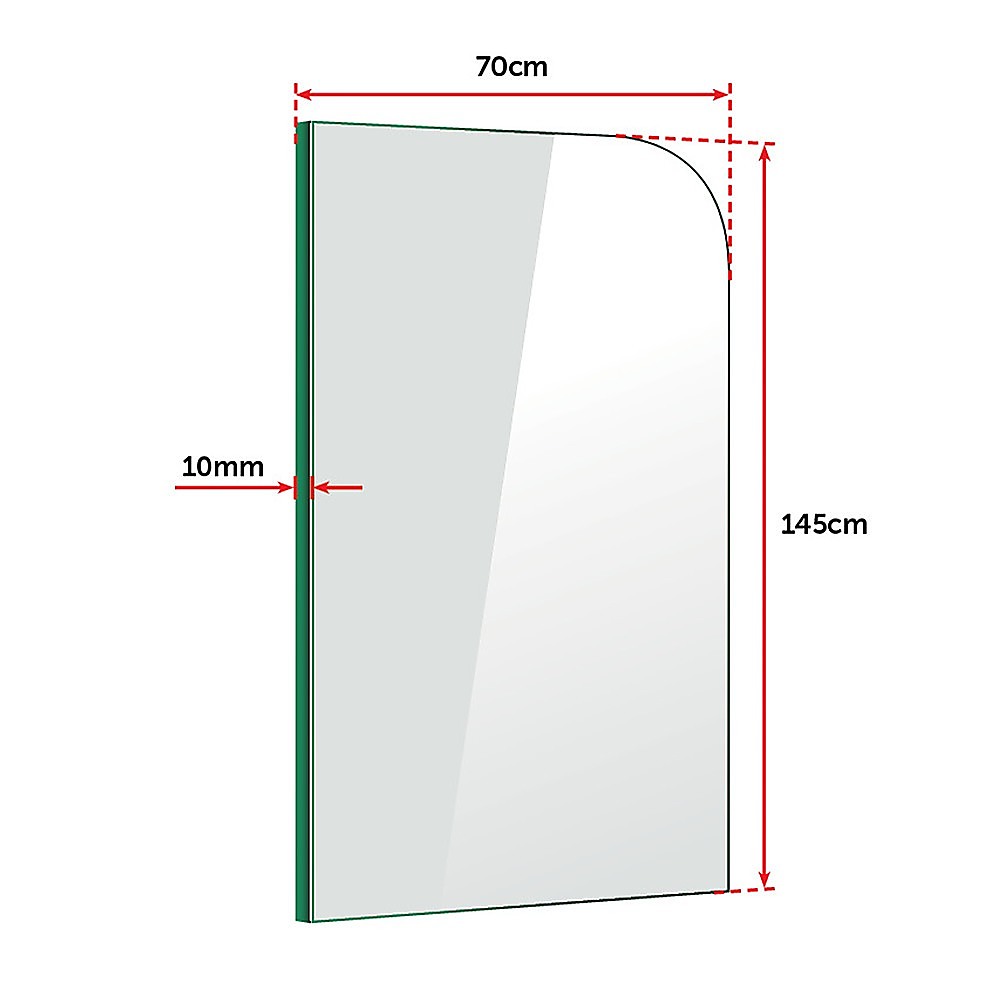 700 x 1450mm Frameless Bath Panel 10mm Glass Shower Screen By Della Francesca