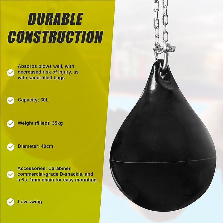 30L Water Punching Bag Aqua with D-Shackle and Chain