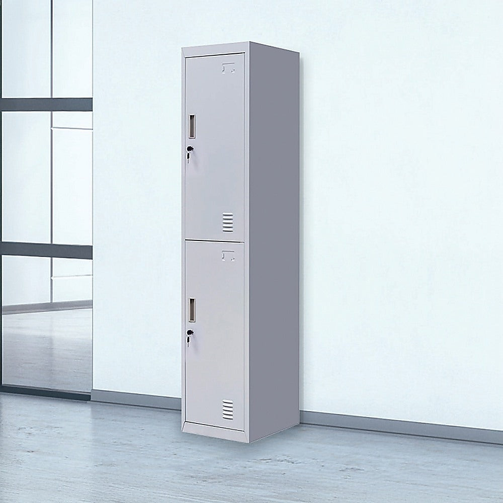 2-Door Vertical Locker for Office Gym Shed School Home Storage