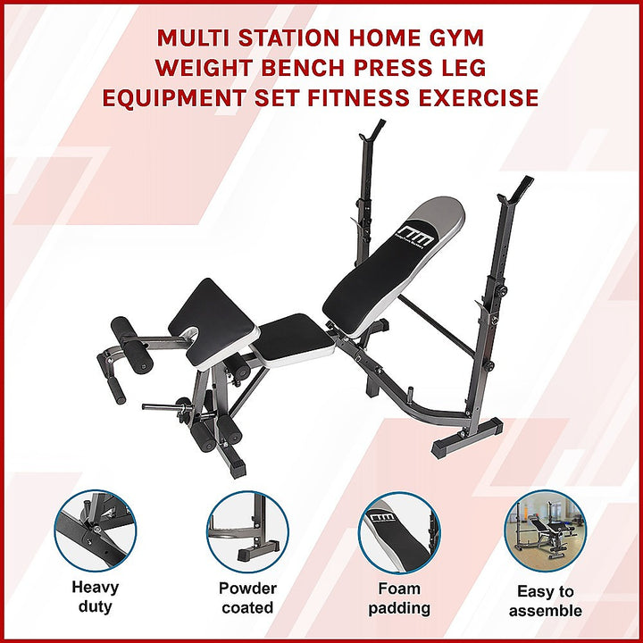 Multi Station Home Gym Weight Bench Press Leg Equipment Set Fitness Exercise