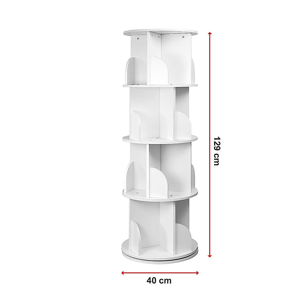 360-degree Rotating 4 Tier Display Shelf Bookcase Organiser