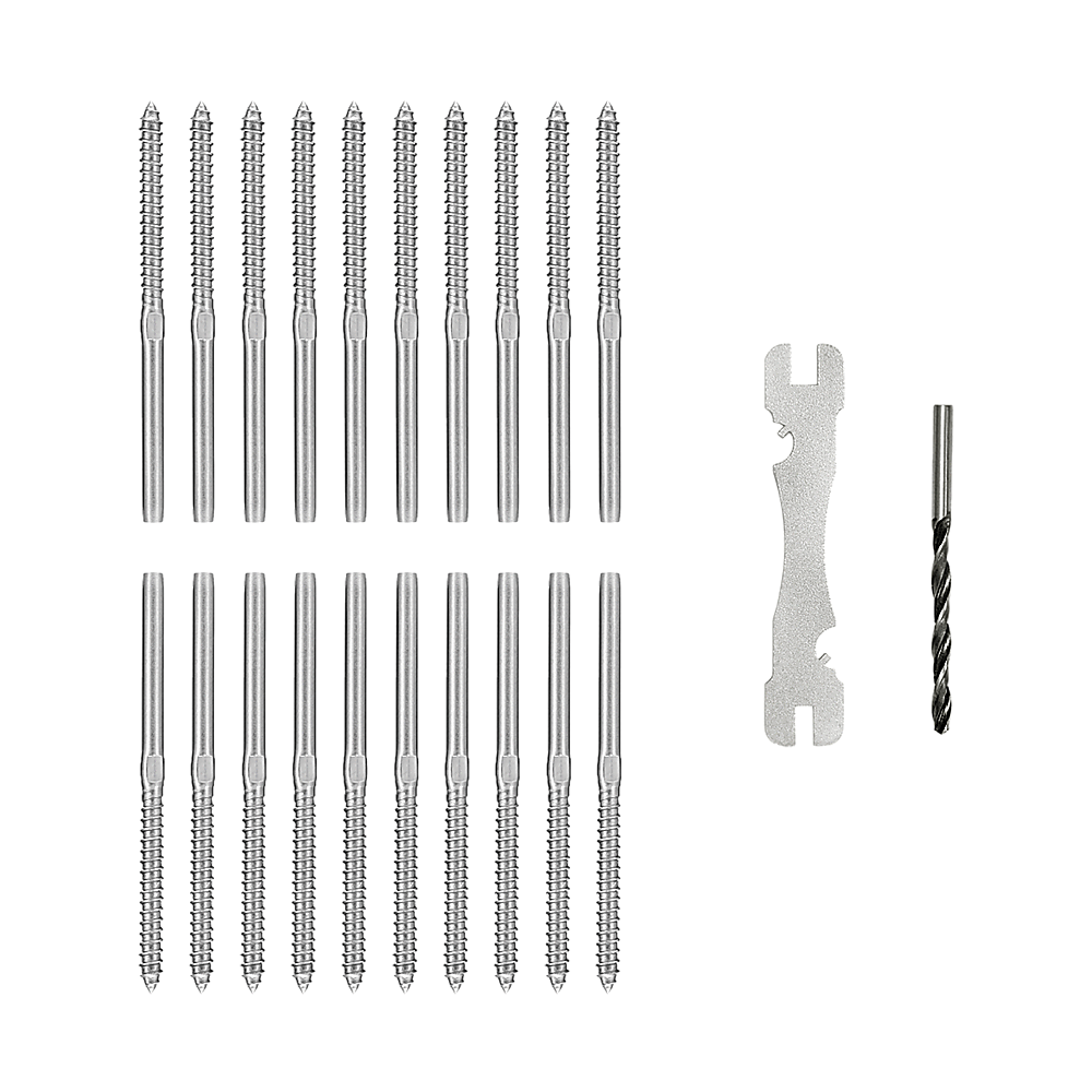 Stainless Steel DIY Rope Balustrade Kit 3.2mm Swage 2 x Lag Screw Term - 10 pack