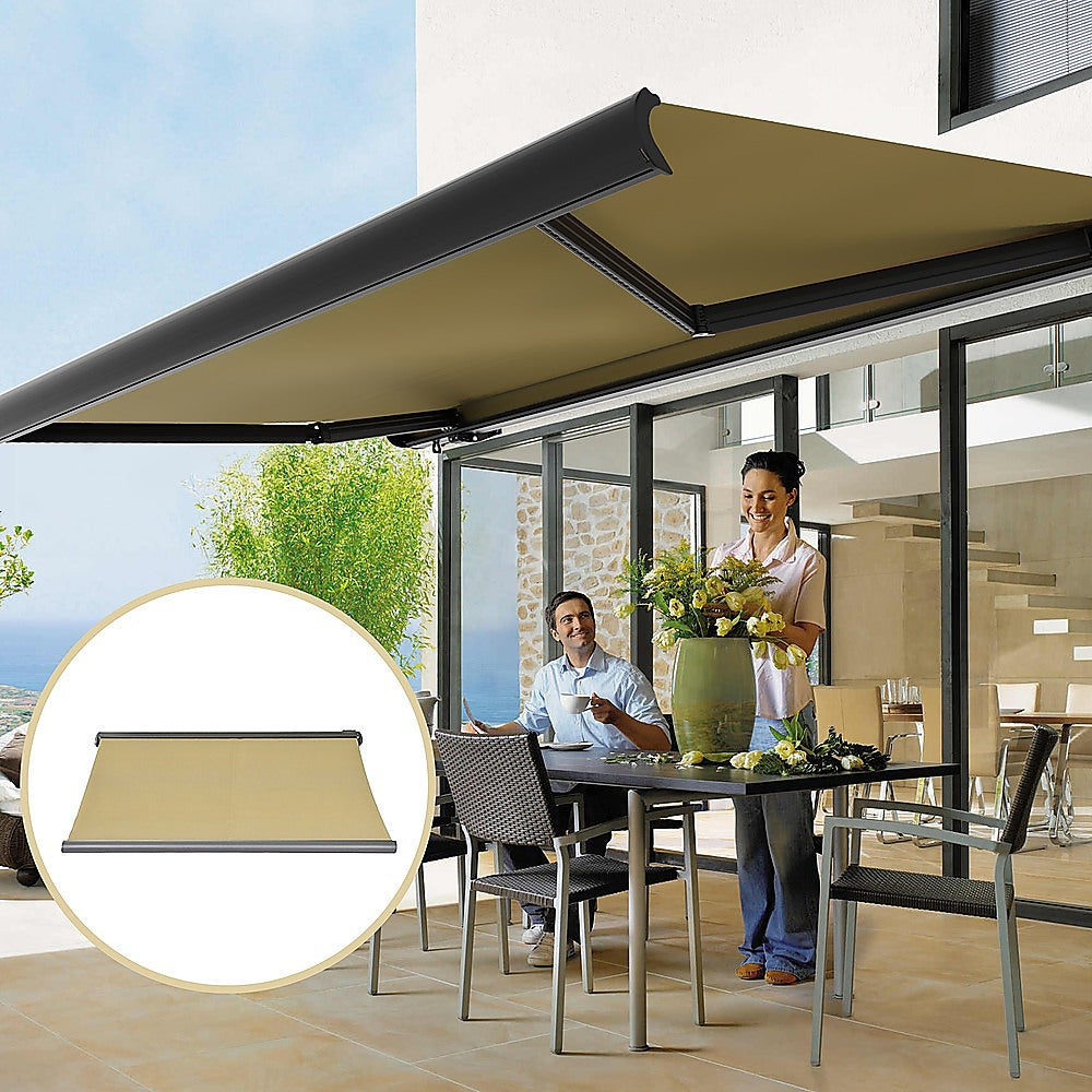 5.5m x 3.0m Retractable Folding Arm Awning Heavy Duty Full Cassette Motorised