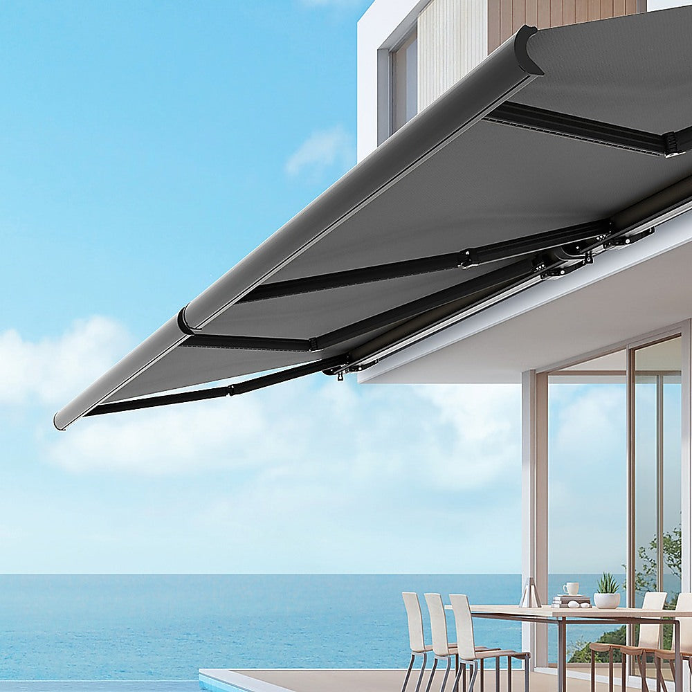 5.5m x 3.0m Retractable Folding Arm Awning Heavy Duty Full Cassette Motorised