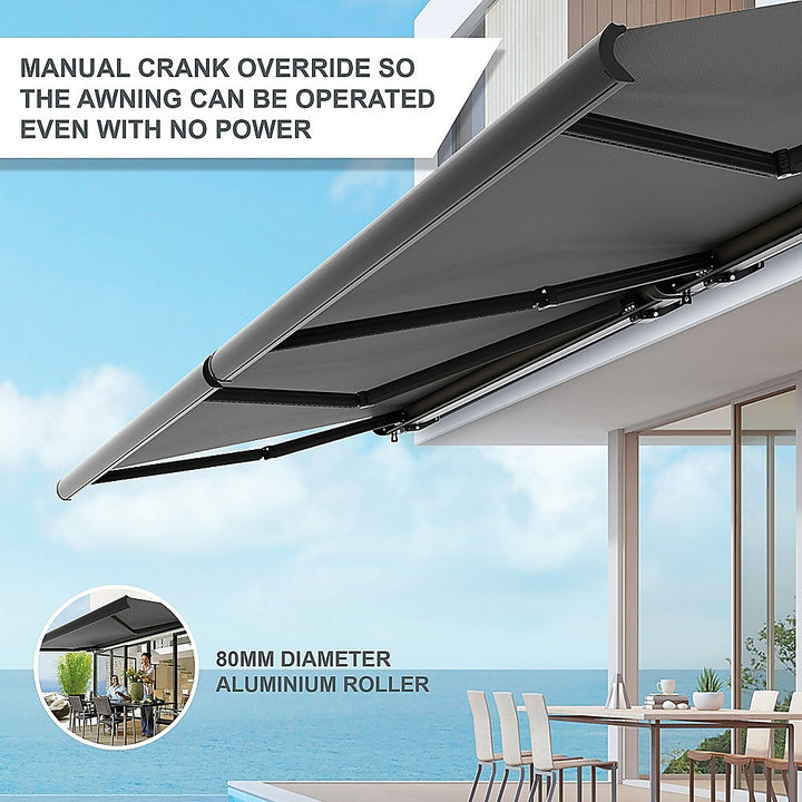 5.5m x 3.0m Retractable Folding Arm Awning Heavy Duty Full Cassette Motorised