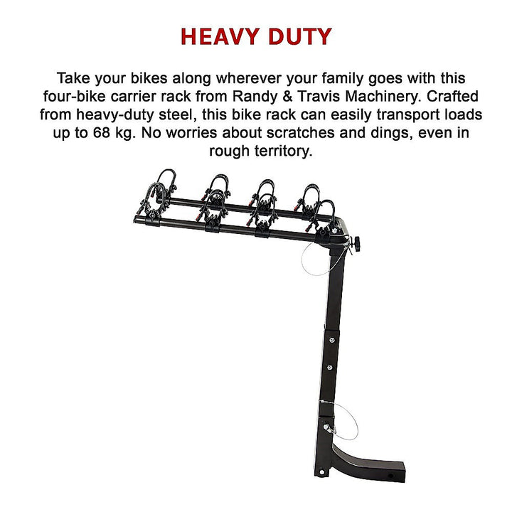 Premium 4-Bike Carrier Rack Hitch Mount Swing Down Bicycle Rack W/ 2" Receiver