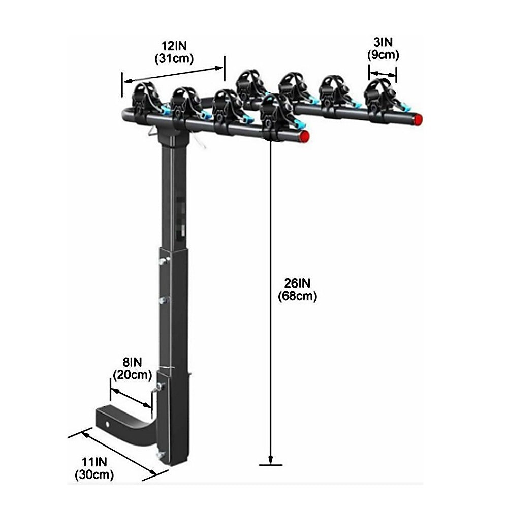 Premium 4-Bike Carrier Rack Hitch Mount Swing Down Bicycle Rack W/ 2" Receiver