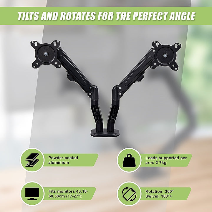 Dual Screen Gas-strut Monitor Stand Mount Desktop Bracket for LED/LC