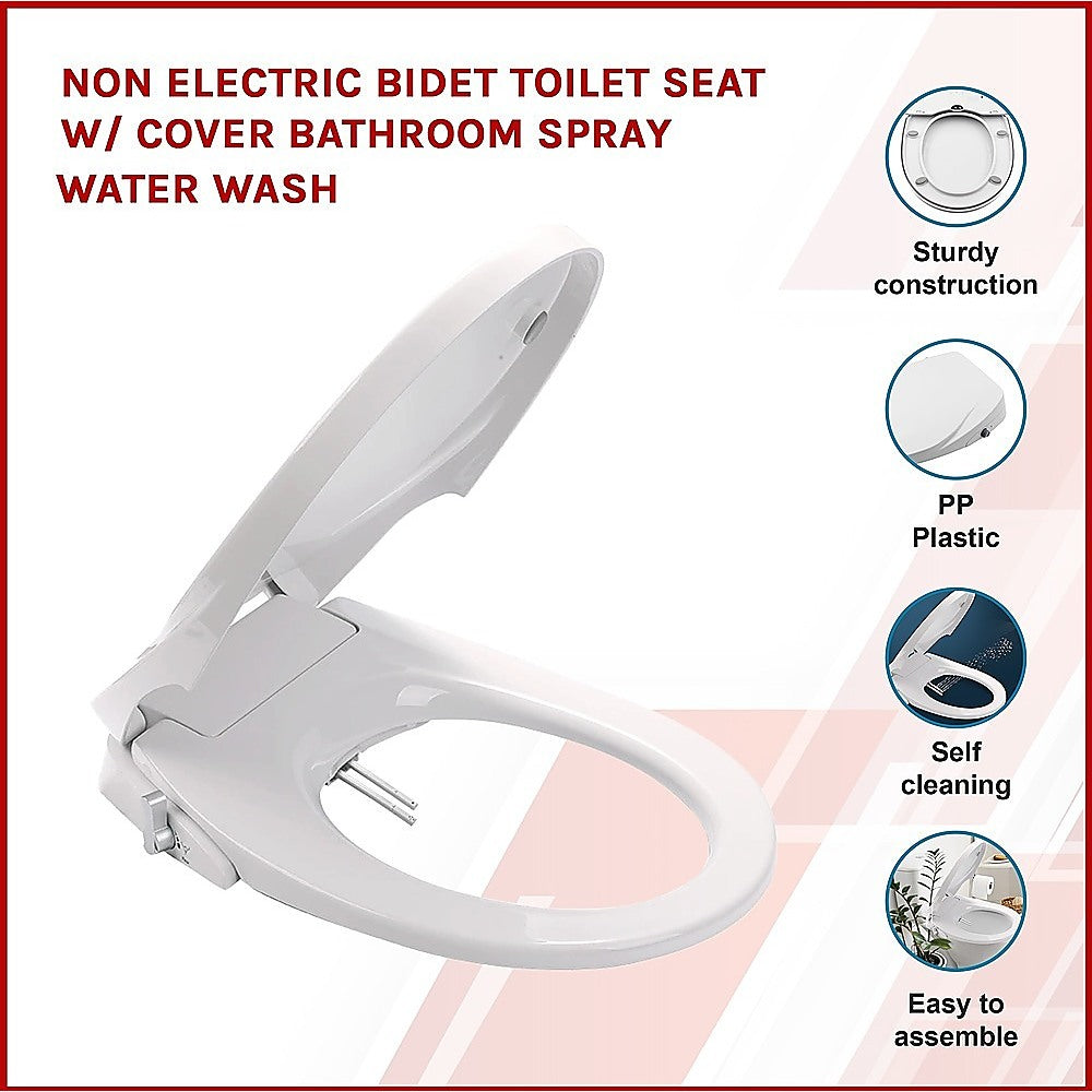 Non Electric Bidet Toilet Seat W/ Cover Bathroom Spray Water Wash