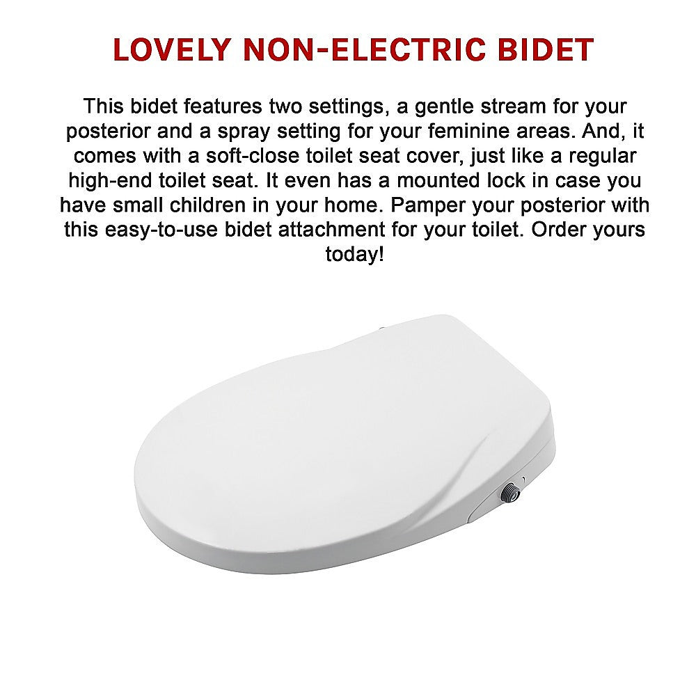 Non Electric Bidet Toilet Seat W/ Cover Bathroom Spray Water Wash