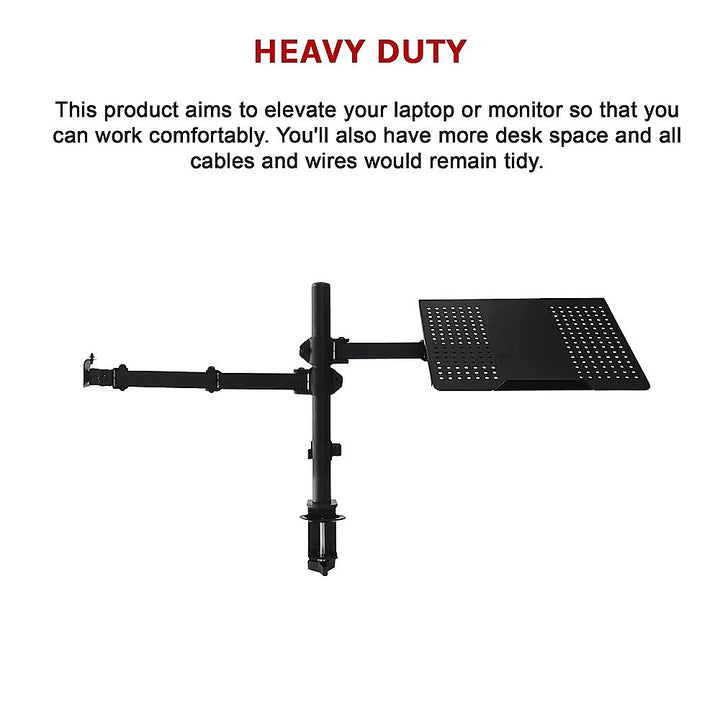 Monitor Mount & Laptop and Tablet Shelf Stands Holders Adjustable Workspace Arm