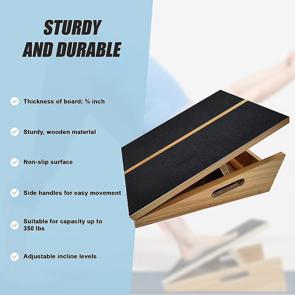 Wooden Slant Exercise Board With Adjustable Incline And Non-Slip Surface