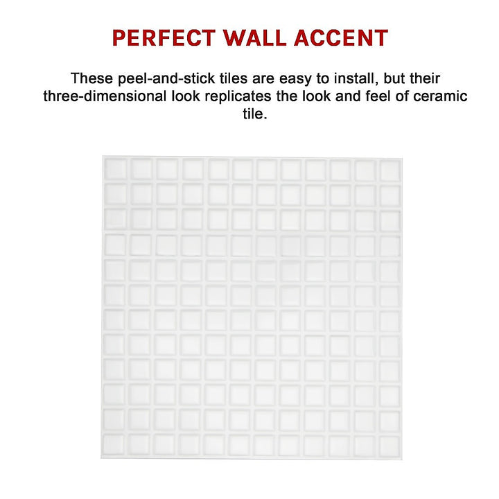 Tiles 3D Peel and Stick Wall Tile Stereoscopic Crystal White 10 Sheets