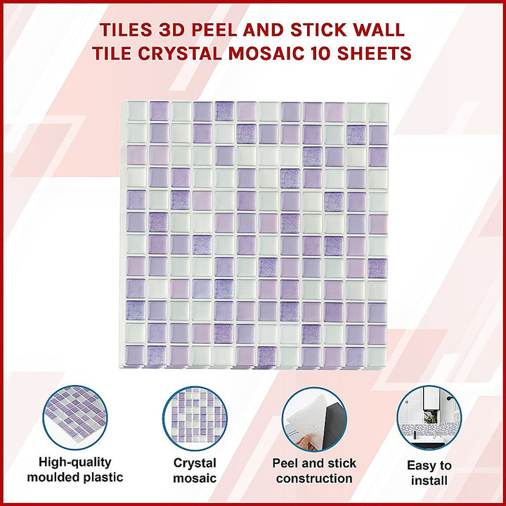 Tiles 3D Peel and Stick Wall Tile Crystal Mosaic 10 Sheets