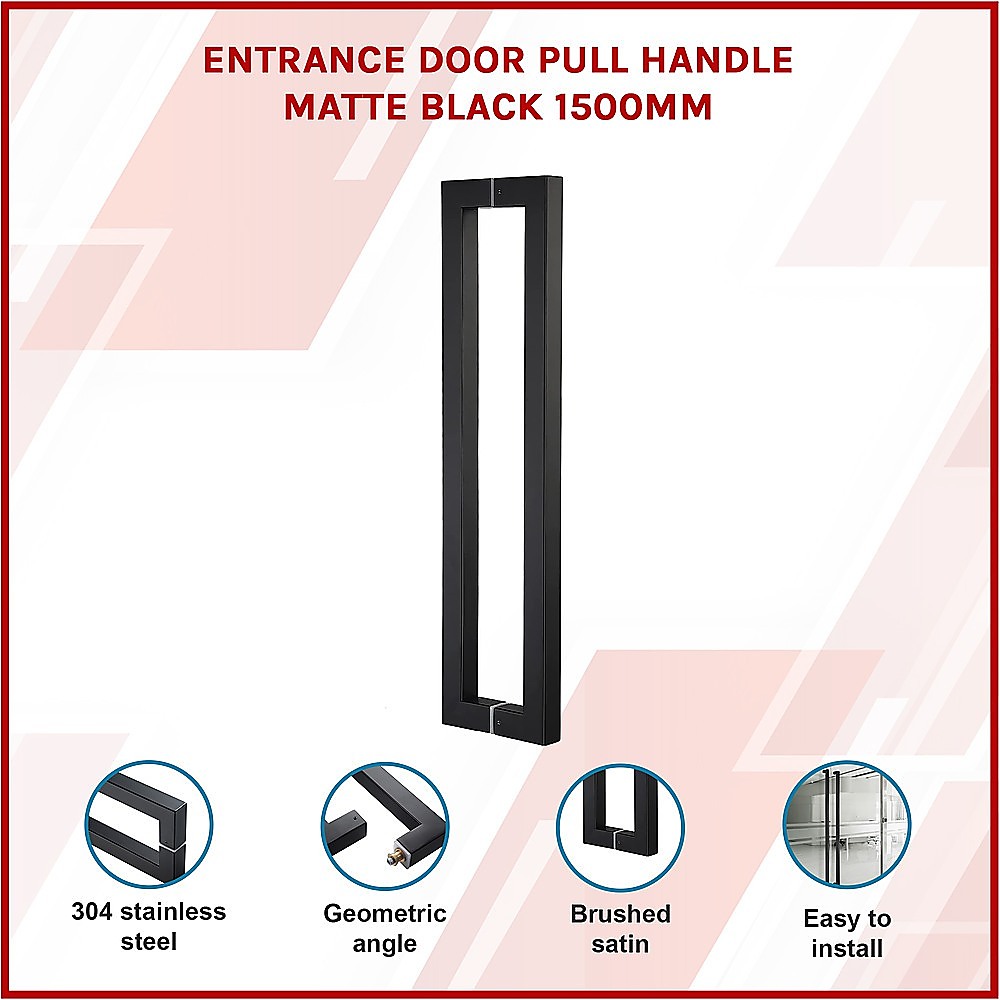 Entrance Door Pull Handle Matte Black 1500mm