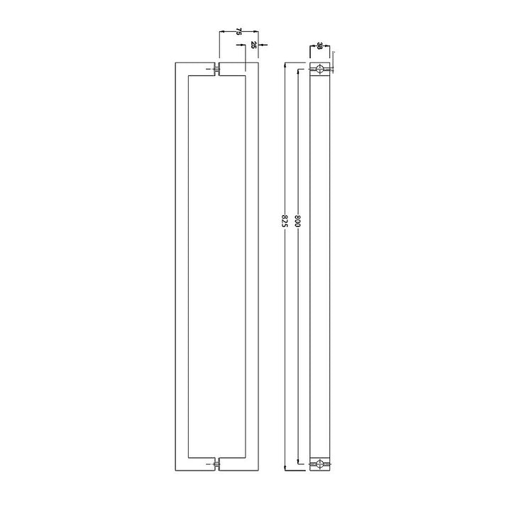 Entrance Door Pull Handle Brushed satin 800mm