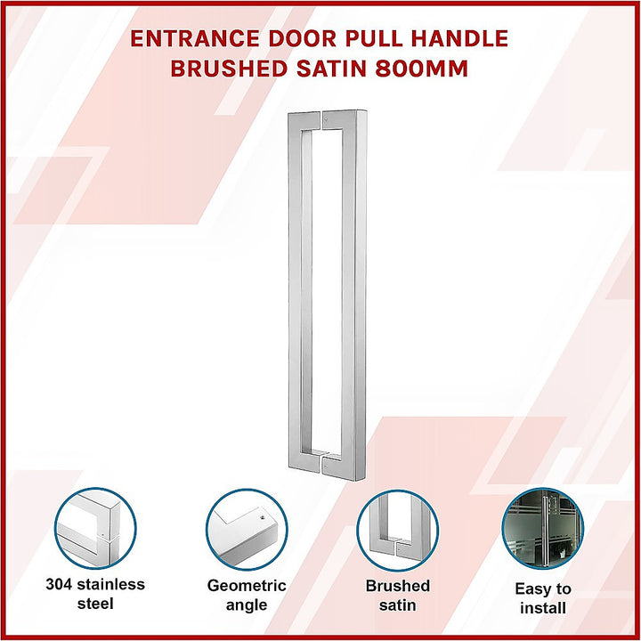 Entrance Door Pull Handle Brushed satin 800mm