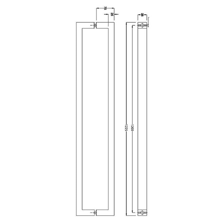 Entrance Door Pull Handle Brushed satin 1200mm