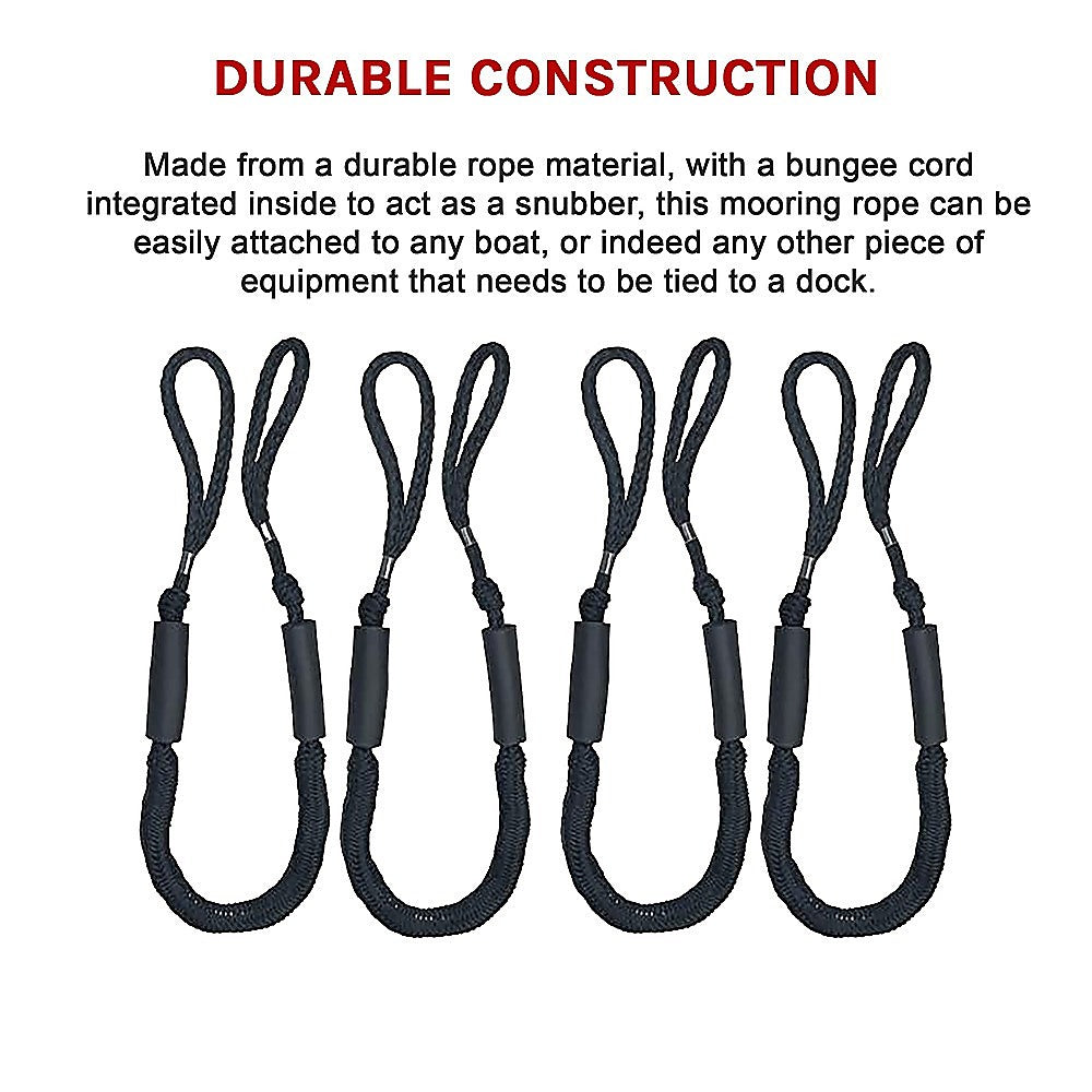 4 Pack Marine Bungee Dock Line Boat Mooring Rope Anchor Cord Stretch