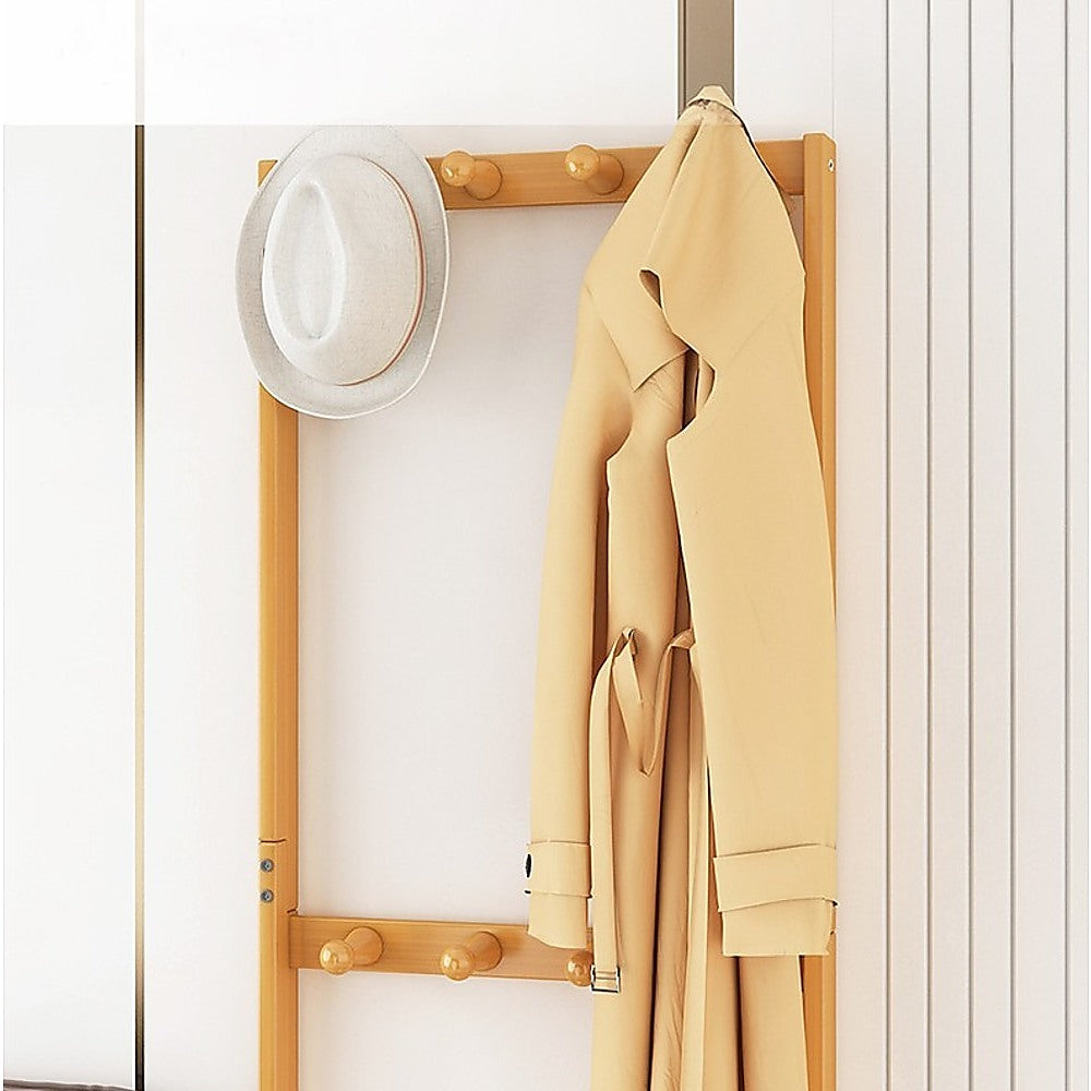 Wooden Hall Stand Modern Style Minimalist Home Floor Coat Rack with Drawer