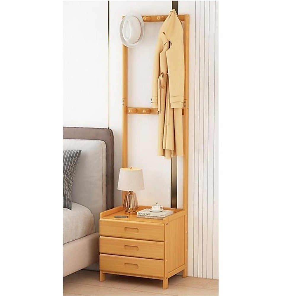 Wooden Hall Stand Modern Style Minimalist Home Floor Coat Rack with Drawer