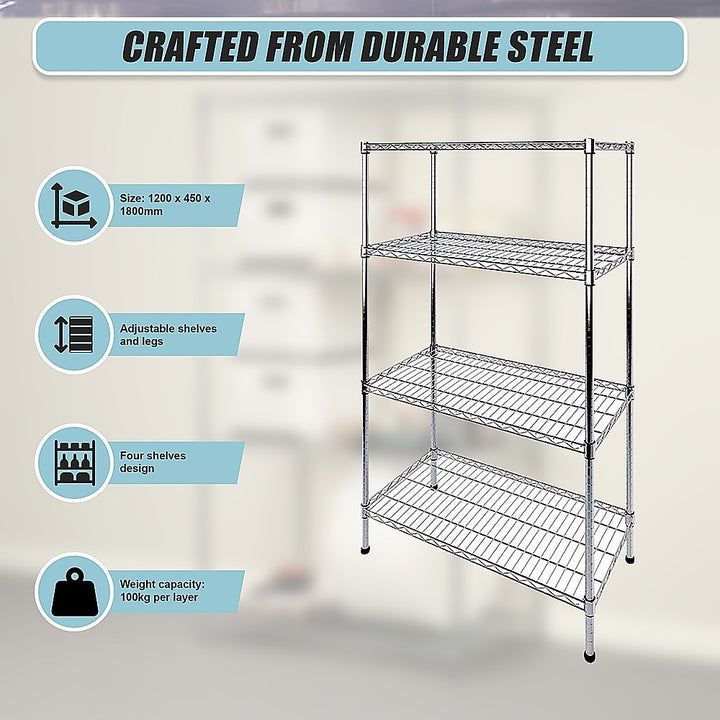 Modular Wire Storage Shelf 1200 x 450 x 1800mm Steel Shelving