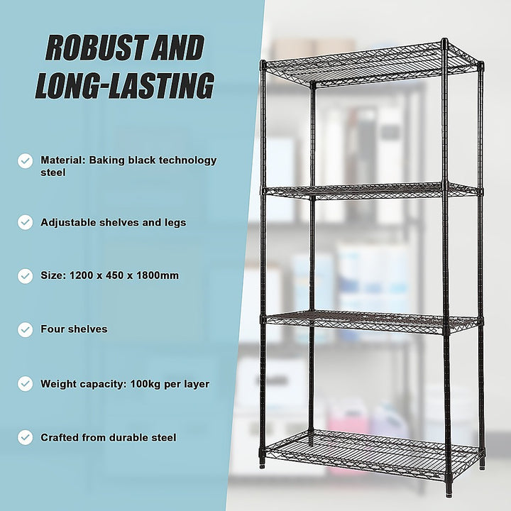 Modular Wire Storage Shelf 1200 x 450 x 1800mm Steel Shelving